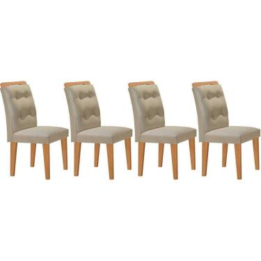 Imagem de Cadeira De Cozinha Imperatriz Kit 4 Un Capuccino Suede Creme Rufato