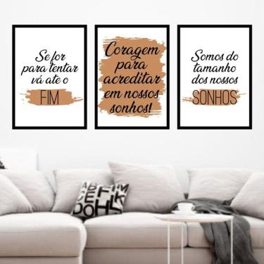 Imagem de Kit 3 Quadros Decorativos Coragem para Acreditar