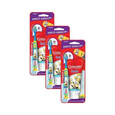 Imagem de Kit 3 Pack Escova de Dente + Creme Dental Infantil Colgate Smiles 100g