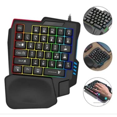 Imagem de Teclado gamer / one hand profissional semi mecanico retroiluminado - L