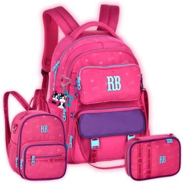 Imagem de Kit Mochila Costas Rebecca Bonbon Lancheira Escolar e Estojo Cor:Rosa 
