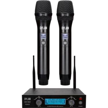 Imagem de Microfone Sem Fio Dylan Dw-902 Power Preto Duplo UHF - Bateria Recarre