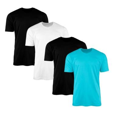 Imagem de Kit 4 Camisetas Masculina Lisa Básica 100% Algodão-Masculino