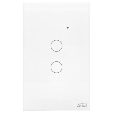 Imagem de Interruptor Inteligente WiFi Aitek ALPHA1002 2 Botões Branco Alexa Goo