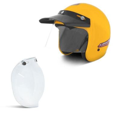 Imagem de Capacete Compact + Viseira Bubble - PRO TORK, AMARELO, 58