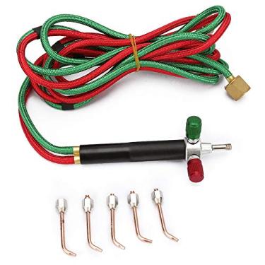 Imagem de Kit de mini tocha de oxigênio, kit profissional de maçarico a gás com 5 peças de pontas substituíveis para reparo de eletrônicos para escultura de metal para artesanato para reparo de joias
