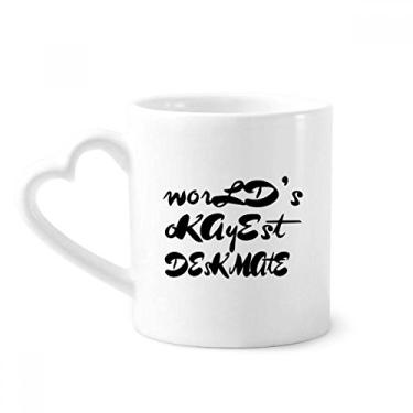 Imagem de World's Okayest Deskmate Caneca de formatura de cerâmica para café copo de coração de vidro