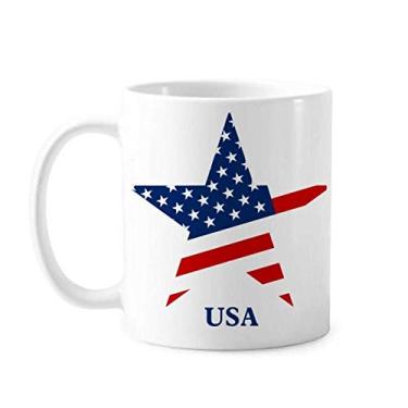 Imagem de Caneca de cerâmica com estampa de estrela americana dos EUA cerâmica xícara de porcelana de café