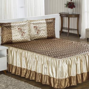 Imagem de Colcha Casal Padrão Classic Cetim 03 Peças - Dourado