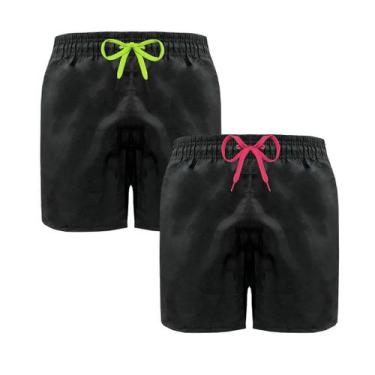 Imagem de Kit 2 Bermudas Tactel Shorts Masculinos Praia Atacado Preto - Mp Moda