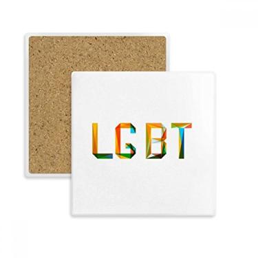 Imagem de Porta-copos colorido LGBT arco-íris homo quadrado porta-copos caneca suporte subplaca pedra isolante