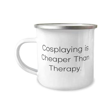 Imagem de Cosplaying is Cheaper Than Therapy. Caneca de camper de 355 ml, presente Cosplay, brilhante para amigos