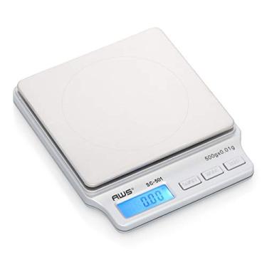 Imagem de American Weigh Scales Balança digital de precisão para cozinha da série SC, balança de medição de alimentos, 2 kg x 0,1 g (prata), AMW-SC-2KG (500 g x 0,01 g)