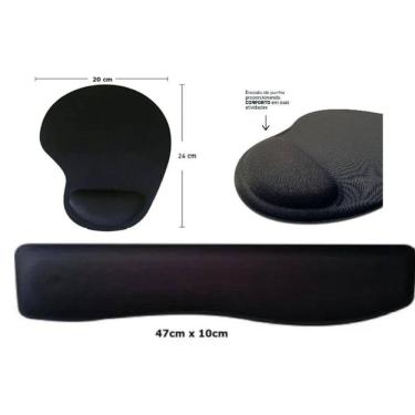 Imagem de Apoio P/Teclado (Key Pad) Preto + Mouse Pad c/Apoio de Pulso (SEM MOUSE)