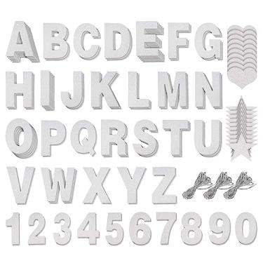 Imagem de Kit de 126 peças Faça seu próprio banner para letras para decoração de parede - Banner DIY com letras de glitter prata A-Z, números 0-9, corações, estrelas e 3 cordas