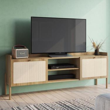 Imagem de Rack para TV até 65 Polegadas 2 Portas 183cm Palhinha Pé Madeira Oslo Artesano Hanover