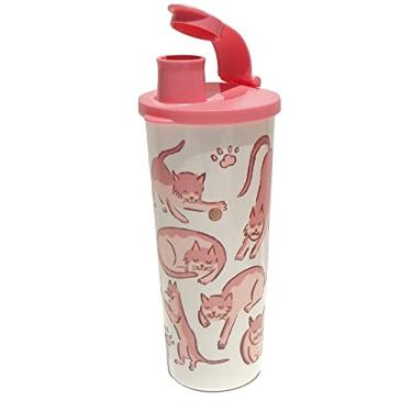Imagem de Tupperware Copo de 473 ml com vedação superior flip para amantes de gatos, rosa