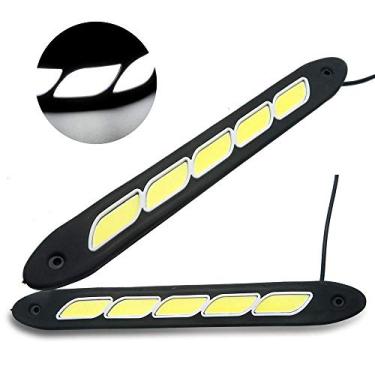 Imagem de Maso Luzes de LED diurnas 2 peças de fitas de LED 12 V 6 W, de alta potência, à prova d'água, flexível, DRL, dirigir faróis de neblina com fita autoadesiva universal para veículos automotivos de 12 V