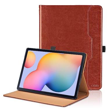 Imagem de Capa para Samsung Galaxy Tab S6 Lite 10,4 polegadas 2022/2020 - modelo (SM-P610/P613/P615/P619) com alça de mão e bolso, capa fólio de couro PU para despertar/hibernar automática, marrom