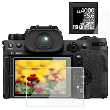 Imagem de Protetor de tela XH2S compatível com câmera Fujifilm X-H2 / X-H2S (2 telas LCD), vidro temperado wh1916 9H, antiarranhões, bolhas, antipoeira (pacote com 4)