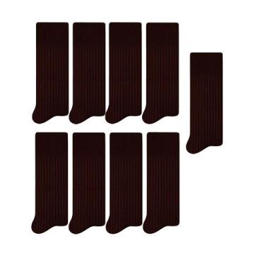 Imagem de 9 Pares De Meias Selene Social 100% Algodão Tecido Canelado Cano Longo