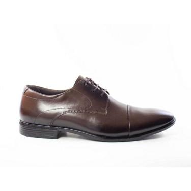 Imagem de Sapato Social em Couro Masculino Cadarço Atacador Bico Fino Elegante C