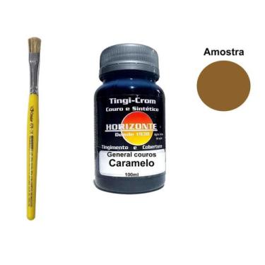 Imagem de tinta para sapatos em couro caramelo+ pincel horizonte 100ml