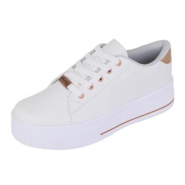 Imagem de Tênis Feminino Casual Branco Colorido Bellinda Shoes, Cobre, 38