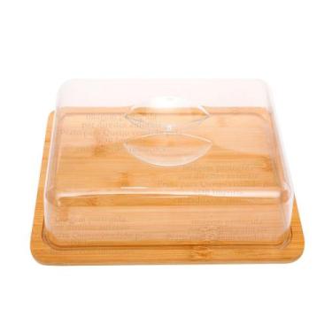 Imagem de Petisqueira Bambu Queijeira Prato para Queijo com tampa Acrílica - SDB