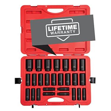 Imagem de Sunex 2646, conjunto de soquetes de impacto profundo de 1/2 polegada, 26 peças, métrico, 10 mm-36 mm, liga de aço Cr-Mo, design de canto de raio, estojo de armazenamento resistente