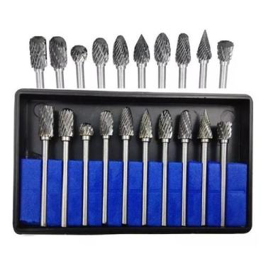 Imagem de Jogo 10 Fresas Lima Tungstenio Escariar Metal Ferro Aço Broca - mercad