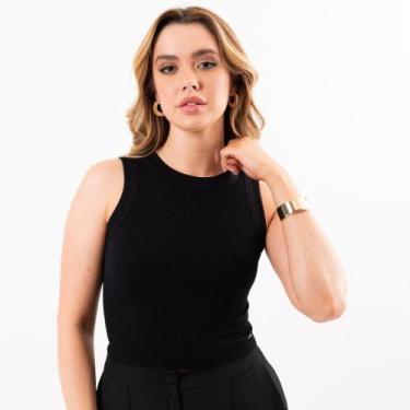Imagem de Regata Cropped Canelada Feminina - SCHOONER, Preto, G