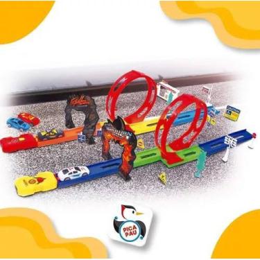 Imagem de Pista De Brinquedo Looping  360 Dupla Radical C/4 Carrinhos Lançador T