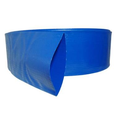 Imagem de Rolo de 30 Metros de Mangueira Flat Azul Achatada 4 Polegadas Irrigaçã