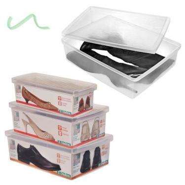 Imagem de Kit 4 Caixa Sapato Botas Transparente Para Bota+ Tam P+ M+ G - Ordene