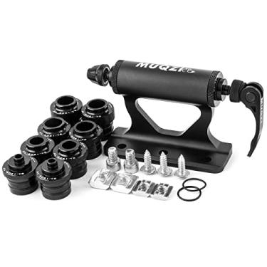 Imagem de Suporte de garfo de bicicleta, bloco de garfo de bicicleta atualizado de liberação rápida com 4 adaptadores para transporte e armazenamento de carro, caminhões, Vans SUV, preto