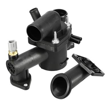 Imagem de Hihaha Nº AJ89485 Conjunto de carcaça do termostato de refrigeração do motor para Jaguar XJ8 2004-2005 / Termostato de bomba de água interna/Plástico durável / 1 peça preta