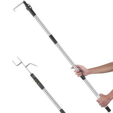 Imagem de TOXYMHO Pegador de carga de caminhão, ferramenta de recuperação de cama de caminhonete telescópica com dois ganchos, estende 4,1 a 5,8 pés, alça de borracha antiderrapante, leve e durável para fácil