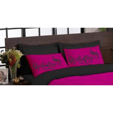 Imagem de Par fronhas estampada gratidao pink microfibra - VITHEOTEX ENXOVAIS