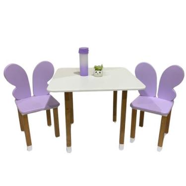 Imagem de Conjunto Mesa Mesinha C/2 Cadeira Infantil Borboleta - Móveis mjl, Lil