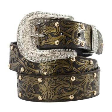Imagem de Cinto Feminino Floral Com Cravos Estilo Country com Fivela Decorada St