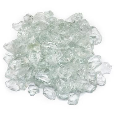 Imagem de TWINKLING Pedra de cascalho de vidro de alto brilho, vidro quebrado, vidro de fogueira para decoração de jardim, 1 a 3 cm, pote de 90 g (cristal/transparente)