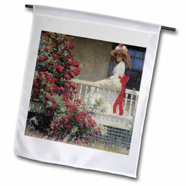 Imagem de 3dRose The Crimson Rambler por Philip Leslie Hale Vitoriana Lady & Roses - Bandeira de jardim, 30,48 x 45,72 cm