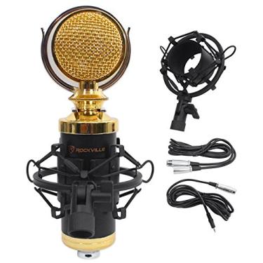 Imagem de Rockville Microfone condensador RCM02 Pro Studio, padrão cardioide, conectividade XLR, suporte de choque de metal incluído, alta sensibilidade, baixo ruído, construção durável, para gravação de