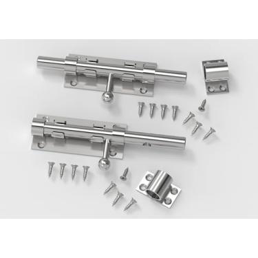 Imagem de Fechadura de porta de entrada sem chave, trava de metal de segurança para porta, travas deslizantes resistentes para portas externas com ferragens para fechadura para cercas de madeira, portas de