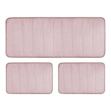 Imagem de Decolab Tapete Antiderrapante Banheiro Super Soft | Kit Tapete Banheiro Box ou Banheira Completo | Jogo Tapetes Para Banheiro Multiuso Decoração Quarto (Rosa, 3 Peças)