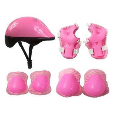 Imagem de Kit Proteção Capacete Joelheira Cotoveleira Rosa Dmtoys 5487 - Dm Toys