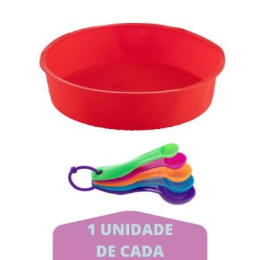 Imagem de Medidora 5 Pçs Cores + Assadeira Redonda Sortida Silicone - QUALITY HO