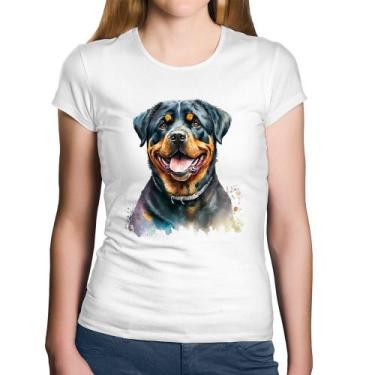 Imagem de Baby Look Algodão Cachorro Rottweiler - Foca na Moda, Branco, G