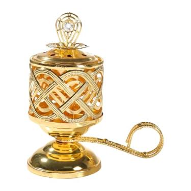 Imagem de Wswqop Incenso de ferro queimador tradicional de incenso árabe Stand Arte Tabóra de compra de peças centrais queimador portátil para Cafe Sala de